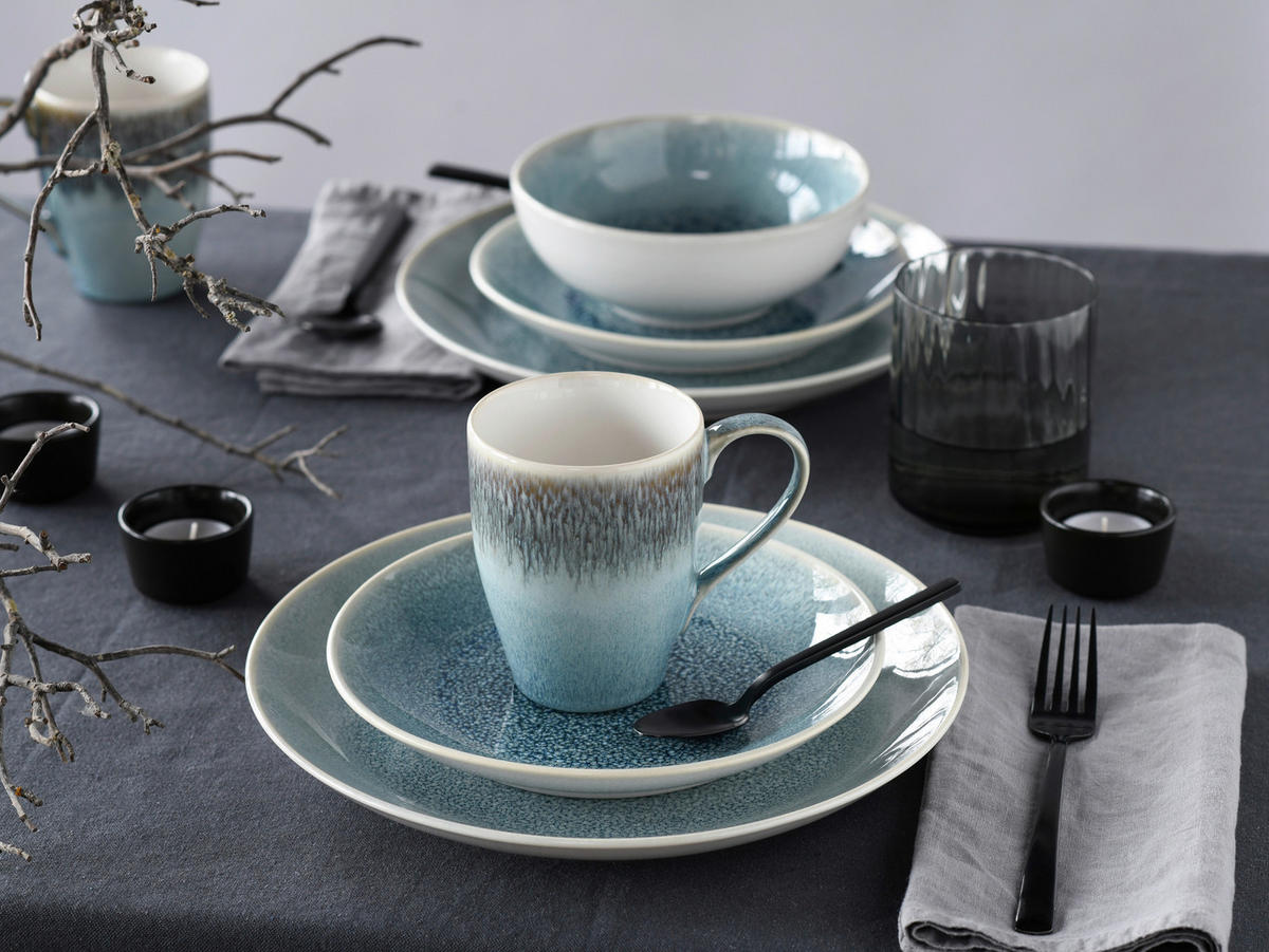 KOMBISERVICE Caldera Eisblau 8-teilig  - Weiß/Hellblau, Basics, Keramik - Creatable