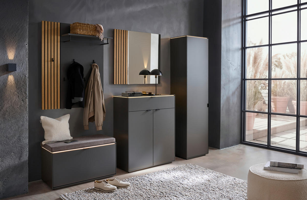 GARDEROBENBANK  in 85/45/40 cm  - Anthrazit/Schwarz, Design, Holzwerkstoff/Textil (85/45/40cm) - Dieter Knoll