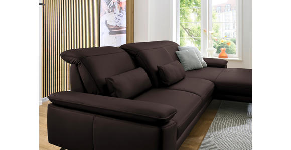 ECKSOFA in Echtleder Braun  - Schwarz/Braun, Design, Leder/Metall (332/193cm) - Dieter Knoll