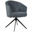 ARMLEHNSTUHL , Sitzfläche 360° drehbar, automatische Rückholfunktion , Chenille  - Blau/Schwarz, Design, Textil/Metall (63/81,5/62,5cm) - Dieter Knoll