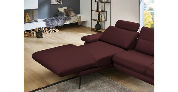 ECKSOFA in Echtleder Beere 180/310 cm - Beere/Schwarz, Design, Leder/Metall (180/310cm) - Dieter Knoll