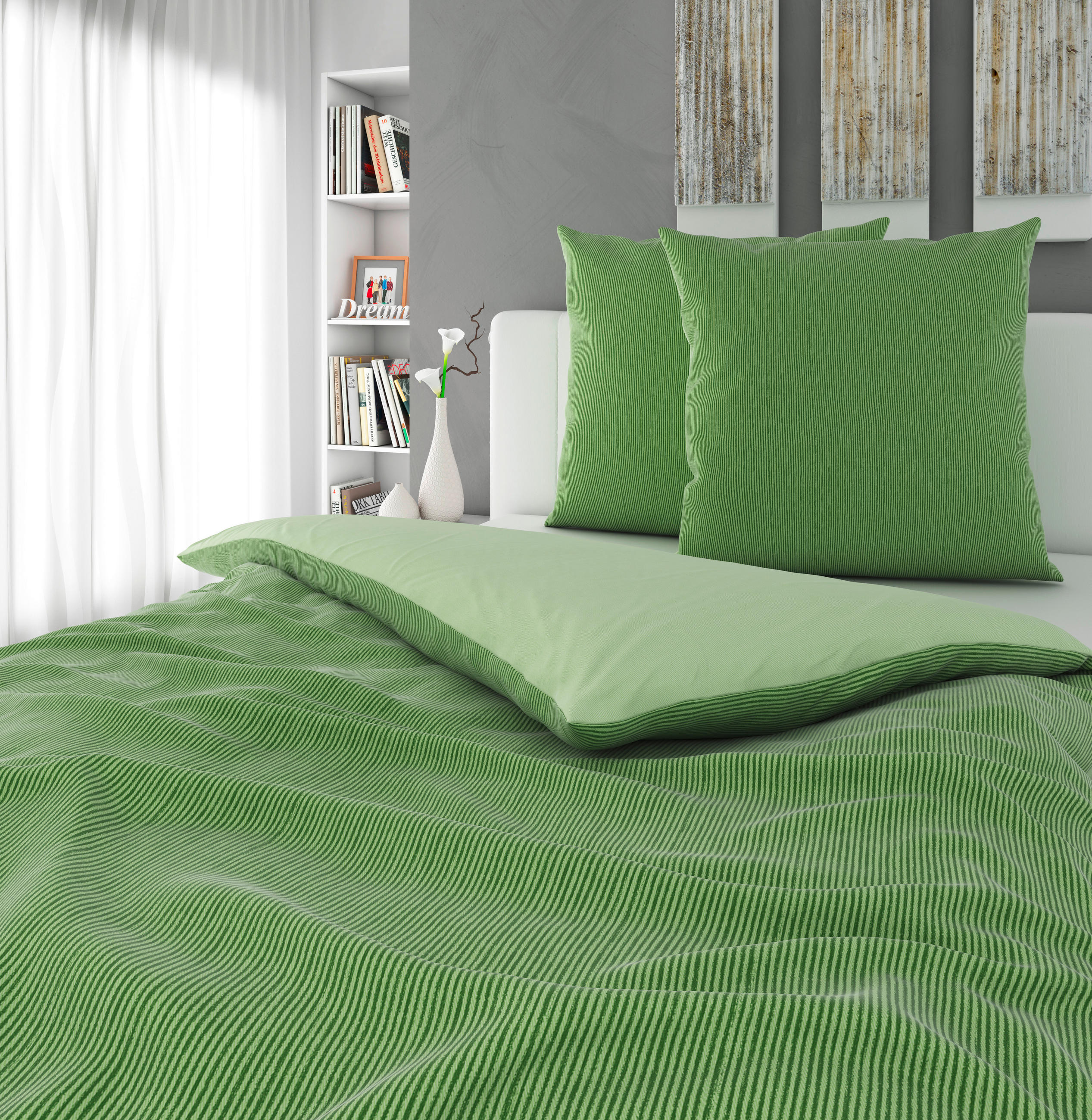 Thumbnail - Bio:Vio Wendebettwäsche, Hellgrün, Textil, Abstraktes, 200x200 cm, pflegeleicht, schadstoffgeprüft, bio, Schlaftextilien...