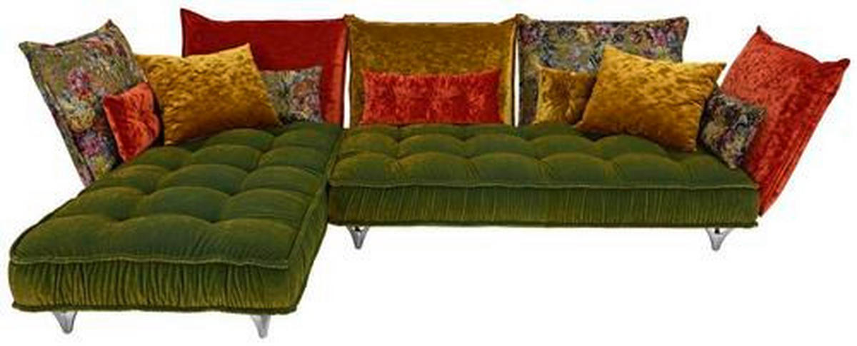 ECKSOFA in Velours Multicolor  219/349 cm  - Multicolor, Trend, Textil/Metall (219/349cm) - Bretz