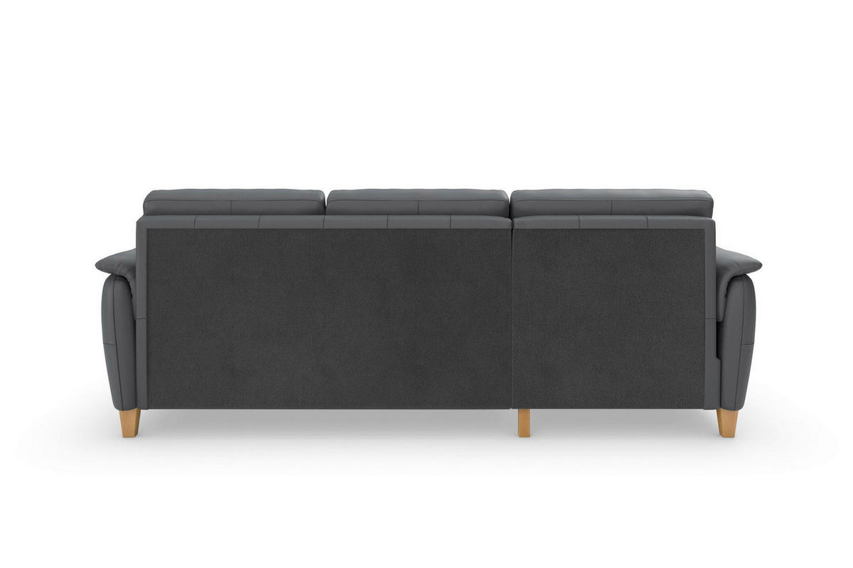 ROHOVÁ SEDAČKA, koža, čierna - čierna/farba duba, Basics, koža/drevo (163/244cm) - Sit & More
