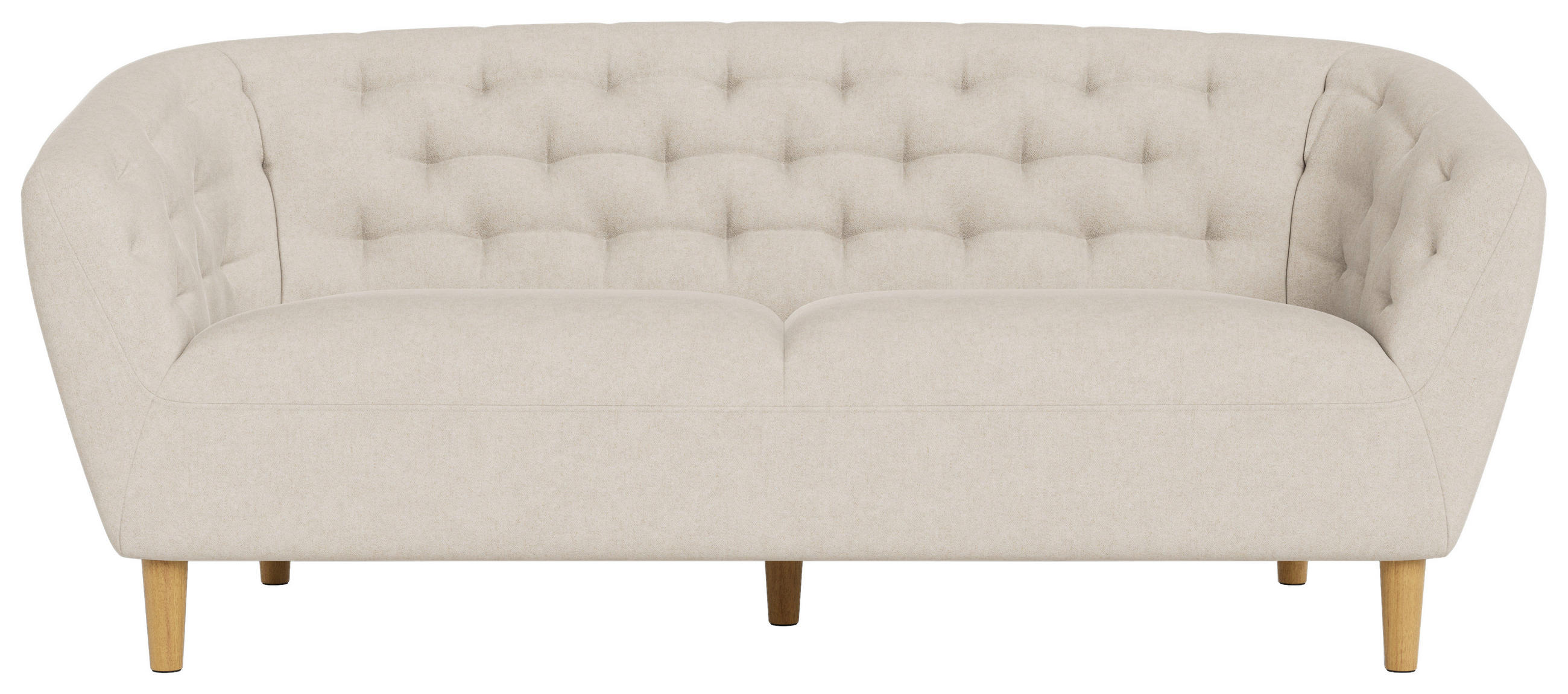 CHESTERFIELD-SOFA Flachgewebe Beige  - Eichefarben/Beige, Trend, Holz/Textil (191/78/84cm) - Ambia Home