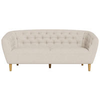 CHESTERFIELD-SOFA Flachgewebe Beige  - Eichefarben/Beige, Trend, Holz/Textil (191/78/84cm) - Ambia Home
