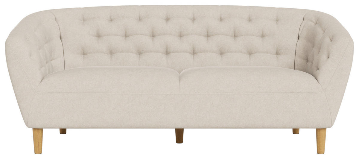 CHESTERFIELD-SOFA Flachgewebe Beige  - Eichefarben/Beige, Trend, Holz/Textil (191/78/84cm) - Ambia Home