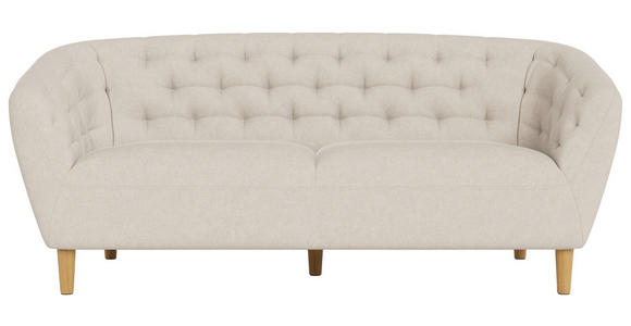 CHESTERFIELD-SOFA Flachgewebe Beige  - Eichefarben/Beige, Trend, Holz/Textil (191/78/84cm) - Ambia Home