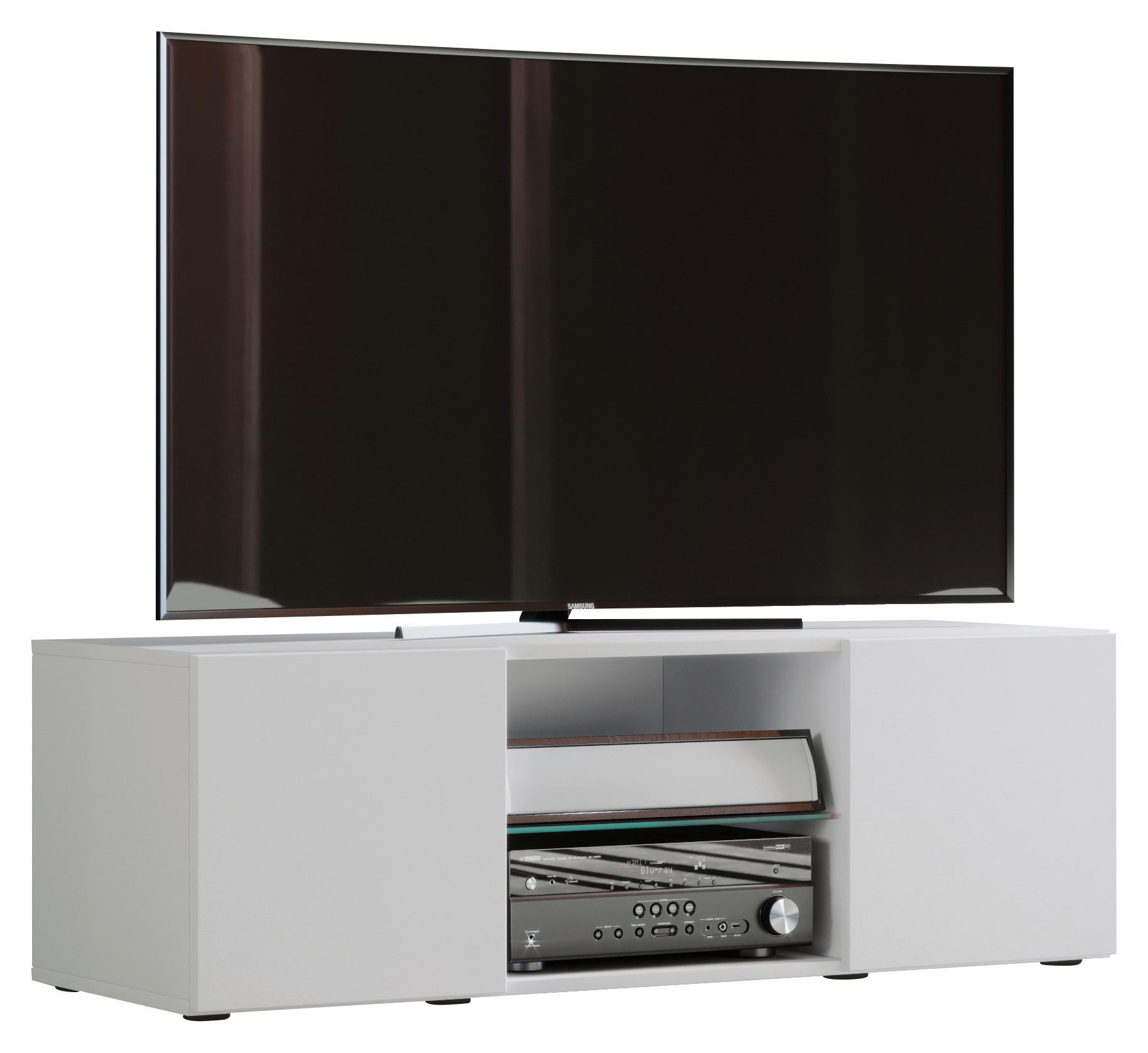 TV-ELEMENT - Schwarz/Weiß, KONVENTIONELL, Glas/Holzwerkstoff (115/40/36cm) - MID.YOU