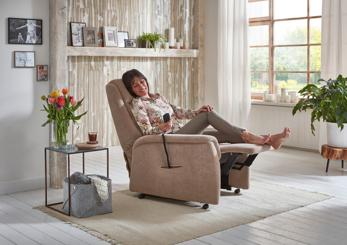 FERNSEHSESSEL in Mikrofaser Beige  - Beige/Schwarz, KONVENTIONELL, Kunststoff/Textil (70/105/88cm) - Valdera