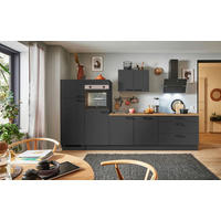 KÜCHENBLOCK PN 80 320 cm  in Graphitfarben, Eichefarben  - Eichefarben/Schwarz, Design, Holzwerkstoff/Metall (320cm) - Pino