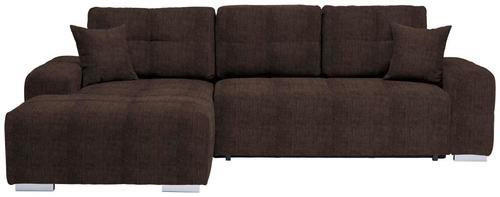 ECKSOFA Dunkelbraun Webstoff  - Dunkelbraun/Silberfarben, Design, Kunststoff/Textil (194/280cm) - Carryhome