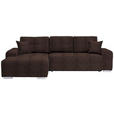 ECKSOFA Dunkelbraun Webstoff  - Dunkelbraun/Silberfarben, Design, Kunststoff/Textil (194/280cm) - Carryhome