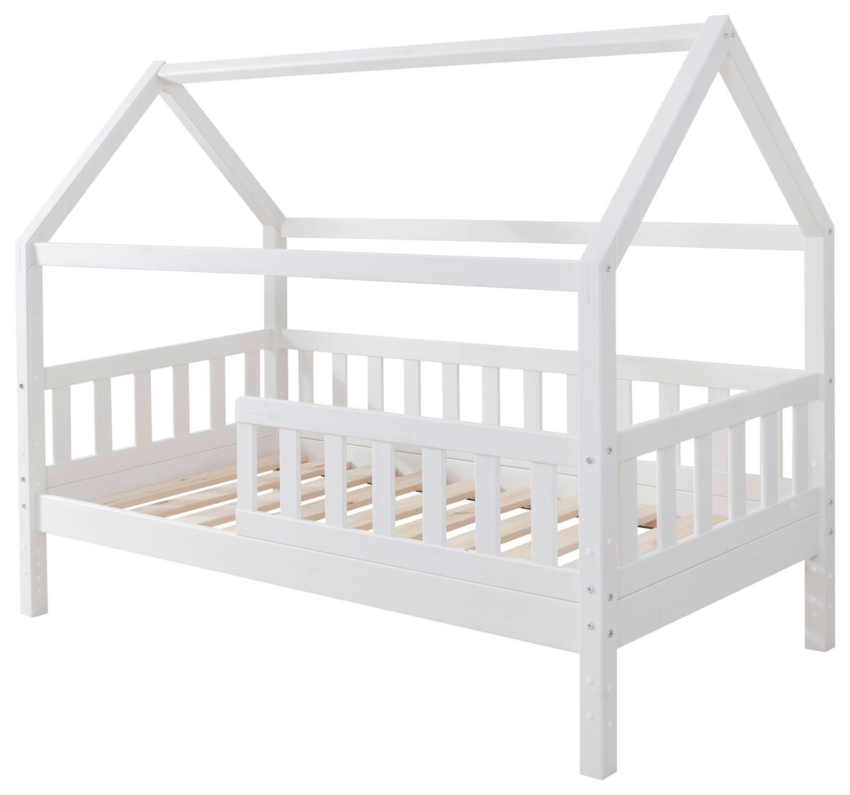 HAUSBETT 80/160 cm Weiss  - Weiss/Naturfarben, Modern, Holz (80/160cm) - MID.YOU