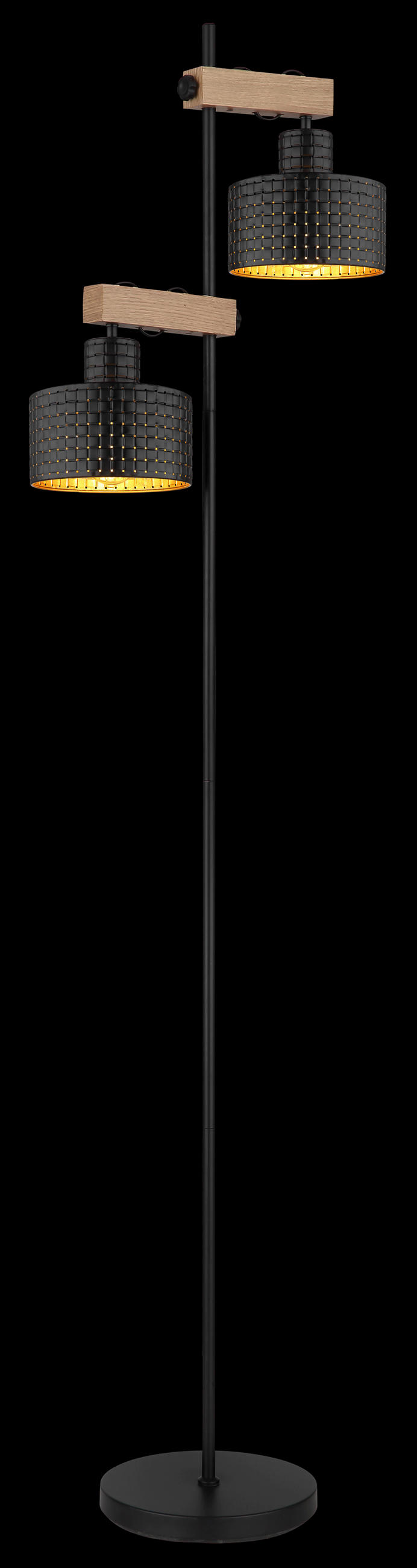 STEHLEUCHTE 44/25/168 cm    - Dunkelbraun/Goldfarben, Design, Holzwerkstoff/Kunststoff (44/25/168cm) - Globo