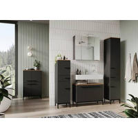 UNTERSCHRANK 34/123/34 cm   - Eichefarben/Schwarz, MODERN, Holzwerkstoff/Metall (34/123/34cm) - Xora
