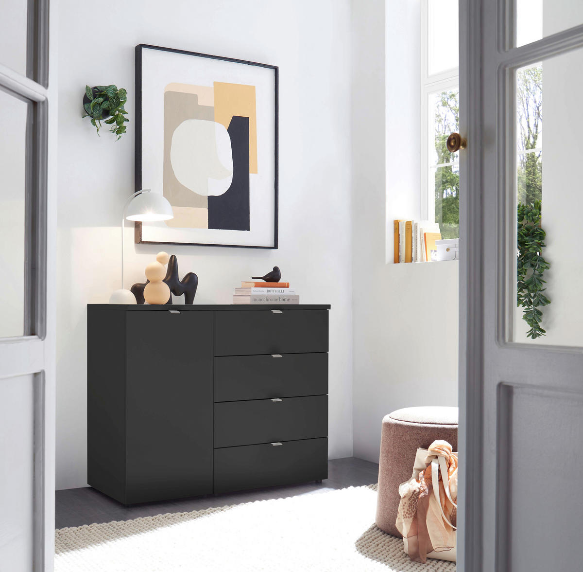 KOMMODE  in 100/78,4/43 cm  - Chromfarben/Schwarz, Basics, Holzwerkstoff/Metall (100/78,4/43cm) - Dieter Knoll