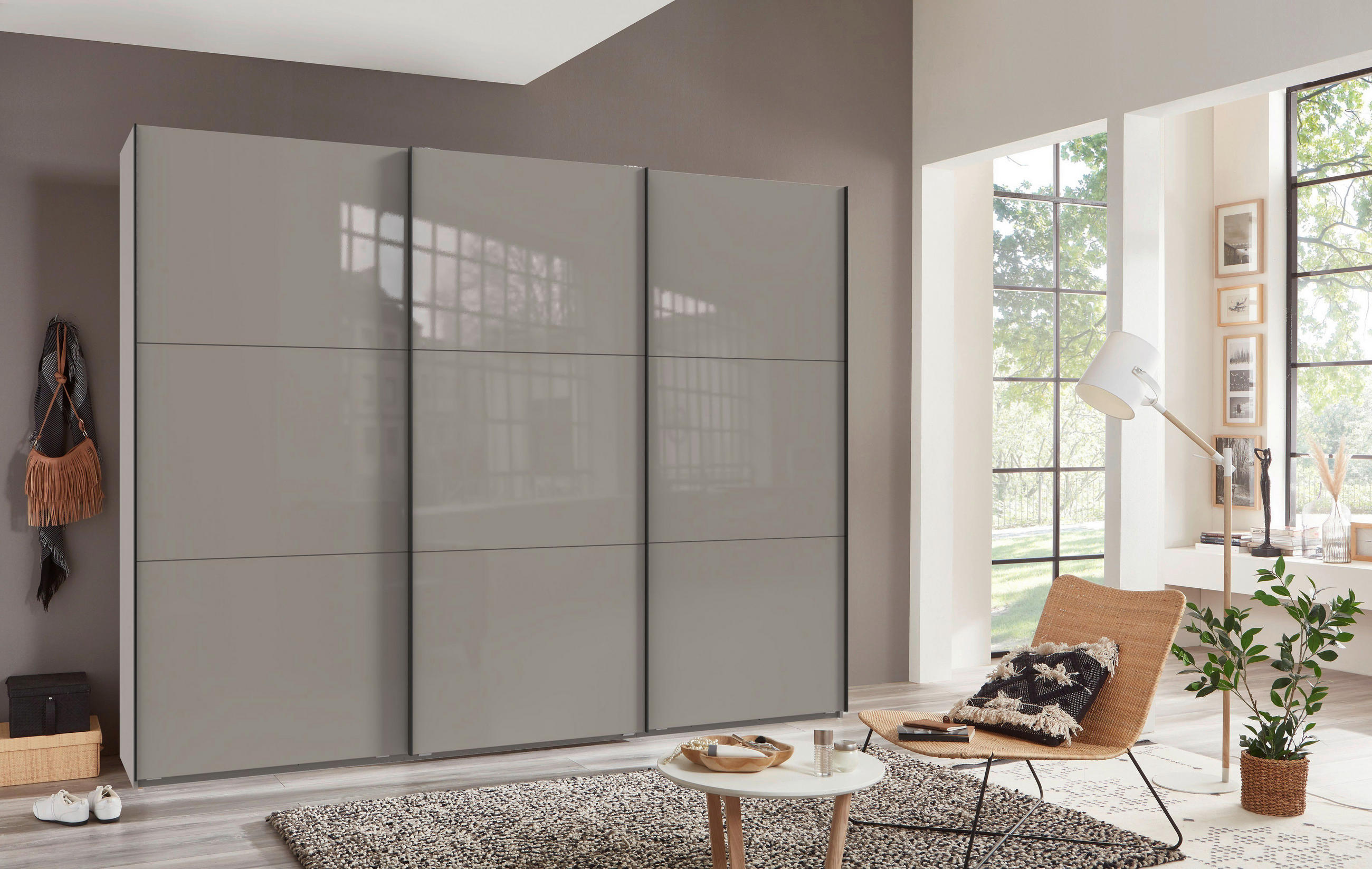 SCHWEBETÜRENSCHRANK in Sahara  - Schwarz/Sahara, Konventionell, Glas/Holzwerkstoff (300/236/65cm) - Hom`in
