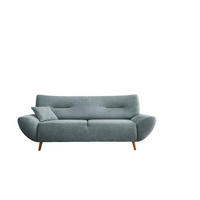 3-SITZER-SOFA Chenille Blau  - Wildeiche/Blau, Modern, Holz/Textil (205/81/90cm) - MID.YOU
