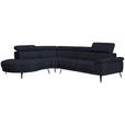 ECKSOFA in Samt Dunkelgrau  - Dunkelgrau/Schwarz, Design, Textil/Metall (264/299cm) - Novel