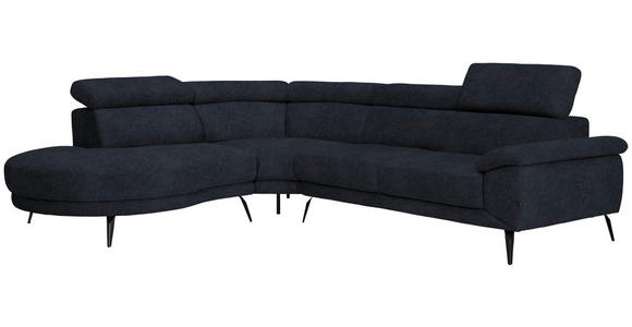 ECKSOFA Dunkelgrau Samt - Dunkelgrau/Schwarz, Design, Textil/Metall (264/299cm) - Novel