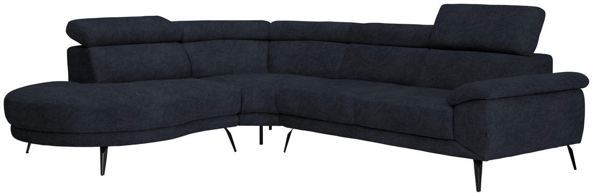 ECKSOFA Dunkelgrau Velours  - Dunkelgrau/Schwarz, Design, Textil/Metall (264/299cm) - Novel