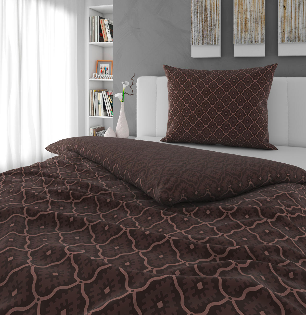 WENDEBETTWÄSCHE 2-teilig Satin 140/200 cm  - Braun, KONVENTIONELL, Textil (140/200cm) - Novel