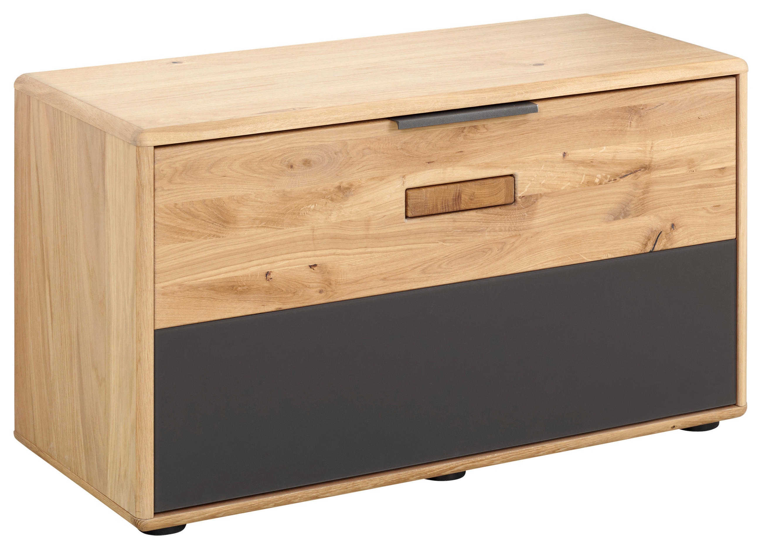 GARDEROBENBANK  in 84/47/38 cm  - Eiche Bianco/Anthrazit, Natur, Glas/Holz (84/47/38cm) - Linea Natura