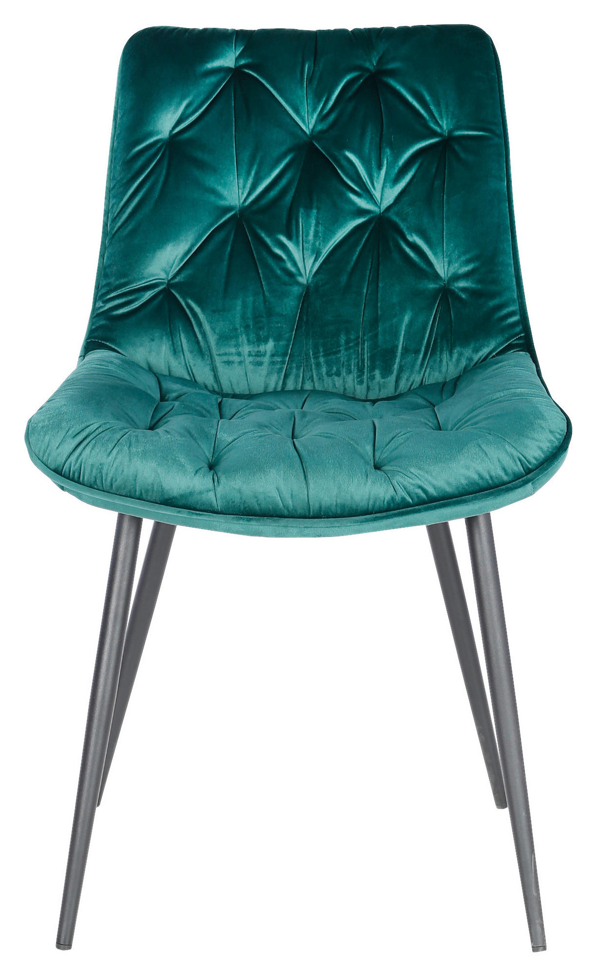 STUHL  in Eisen Samt Holz, Metall, Textil  - Schwarz/Grün, MODERN, Holz/Textil (52/85/59cm) - Livetastic