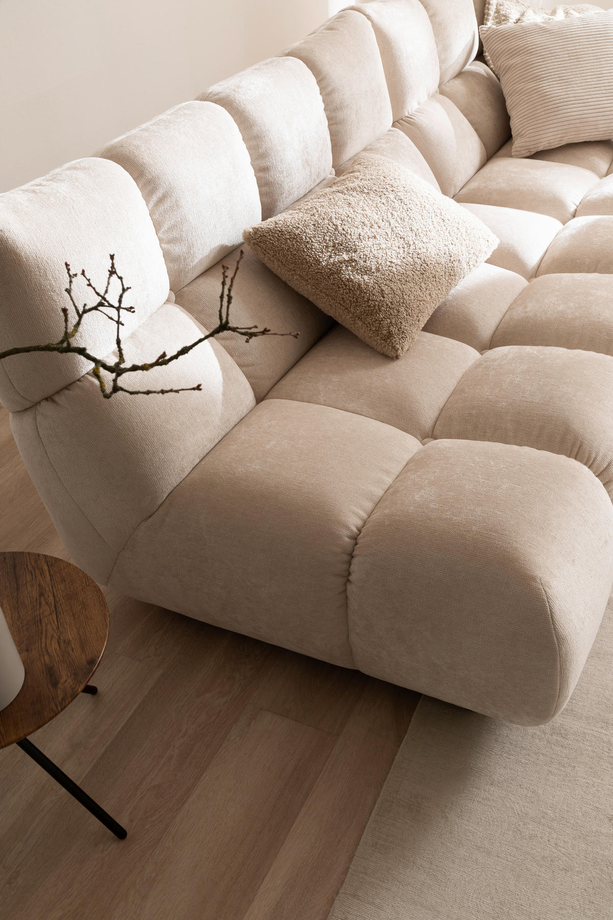 ECKSOFA  in Chenille Naturfarben  293/178 cm  - Schwarz/Naturfarben, Design, Kunststoff/Textil (293/178cm) - Pure Home Lifestyle