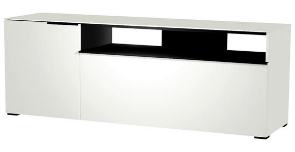 LOWBOARD Schwarz, Weiß  - Schwarz/Weiß, Design, Glas/Holzwerkstoff (160/58/45cm) - Moderano