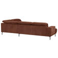 ECKSOFA Rotbraun Chenille Kopfteilverstellung, Sitztiefenverstellung  - Rotbraun/Schwarz, Design, Textil/Metall (307/243cm) - Xora