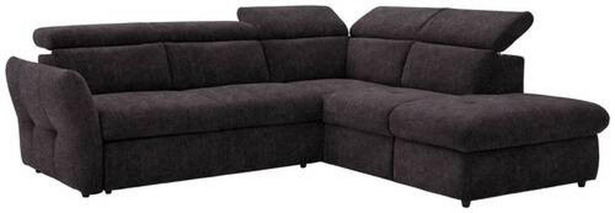 ECKSOFA in Velours Graubraun  254/224 cm  - Graubraun/Schwarz, Design, Kunststoff/Textil (254/224cm) - Stylife