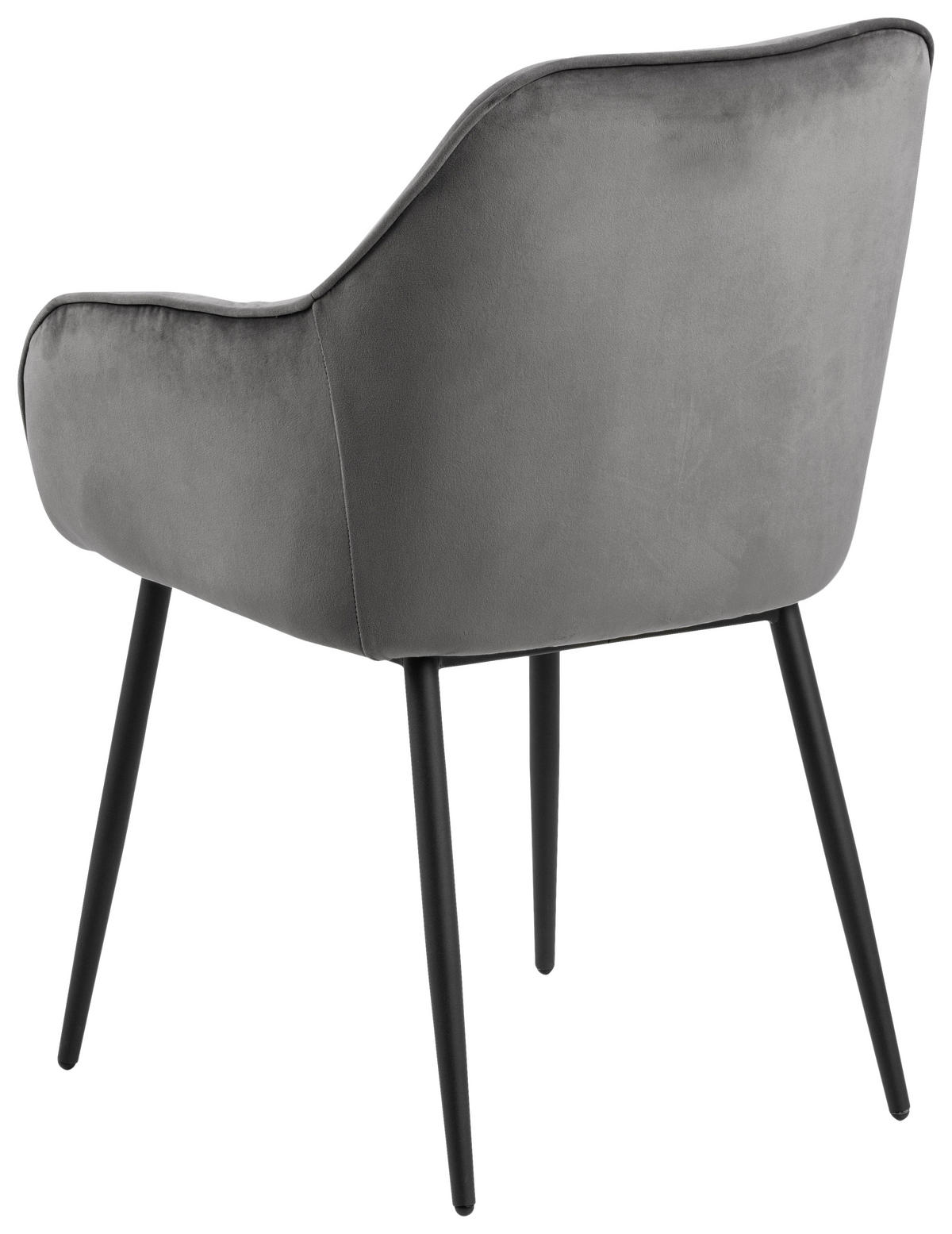 ARMLEHNSTUHL  in Stahl Velours  - Dunkelgrau/Schwarz, Trend, Textil/Metall (58/83/55cm) - Livetastic