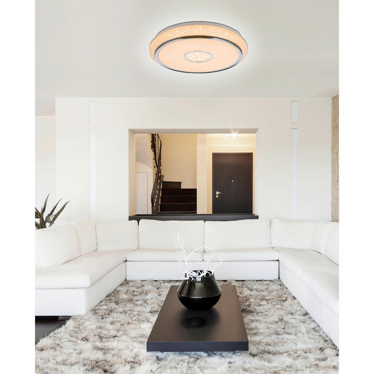 PLAFONIERĂ CU LED - alb/culoare crom, Basics, plastic (50/9.5cm)