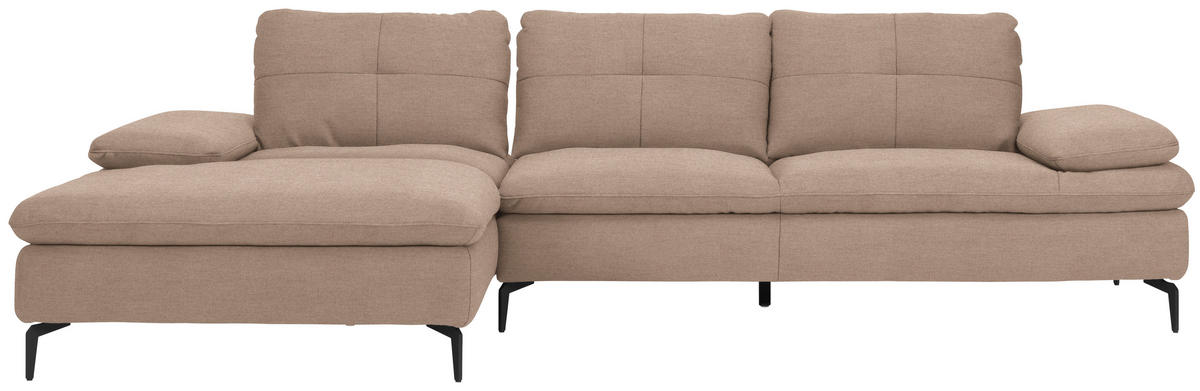 ECKSOFA in Webstoff Taupe  - Taupe/Schwarz, Design, Textil/Metall (179/301cm) - Chilliano