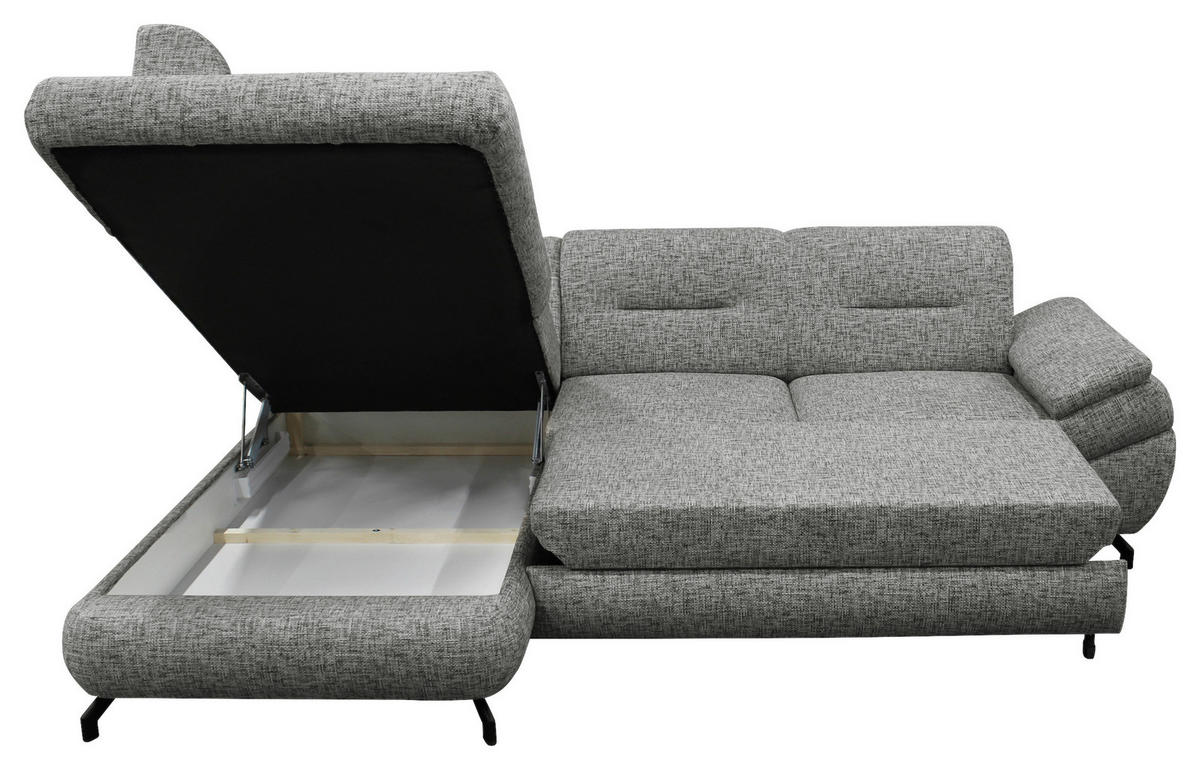 ECKSOFA Grau Struktur, Plüsch  - Schwarz/Grau, Design, Textil/Metall (201/274cm) - MID.YOU