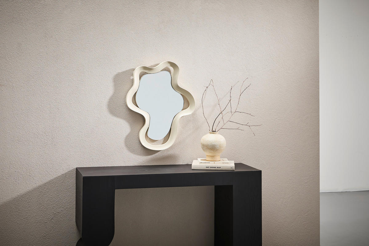 WANDSPIEGEL 50/63/3,8 cm  - Weiß Hochglanz, Design, Glas/Holzwerkstoff (50/63/3,8cm) - Novel