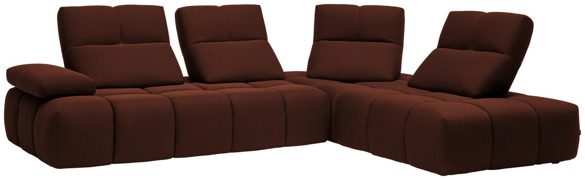 ECKSOFA in Struktur Rostfarben  - Rostfarben/Schwarz, Design, Kunststoff/Textil (313/233cm) - Emilio Belluti