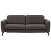 3-SITZER-SOFA in Echtleder Dunkelgrau  - Dunkelgrau/Schwarz, Natur, Leder/Metall (222/81/110cm) - Valdera