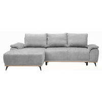 ECKSOFA in Chenille Grau  - Schwarz/Grau, Modern, Textil/Metall (168/262cm) - home24