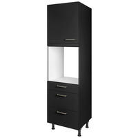 GERÄTEUMBAUSCHRANK 60/216,6/58 cm  in Schwarz  - Edelstahlfarben/Schwarz, MODERN, Holzwerkstoff/Metall (60/216,6/58cm) - Nobilia