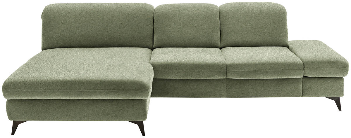ECKSOFA  in Chenille Olivgrün  198/288 cm  - Schwarz/Olivgrün, Design, Textil/Metall (198/288cm) - Beldomo Style