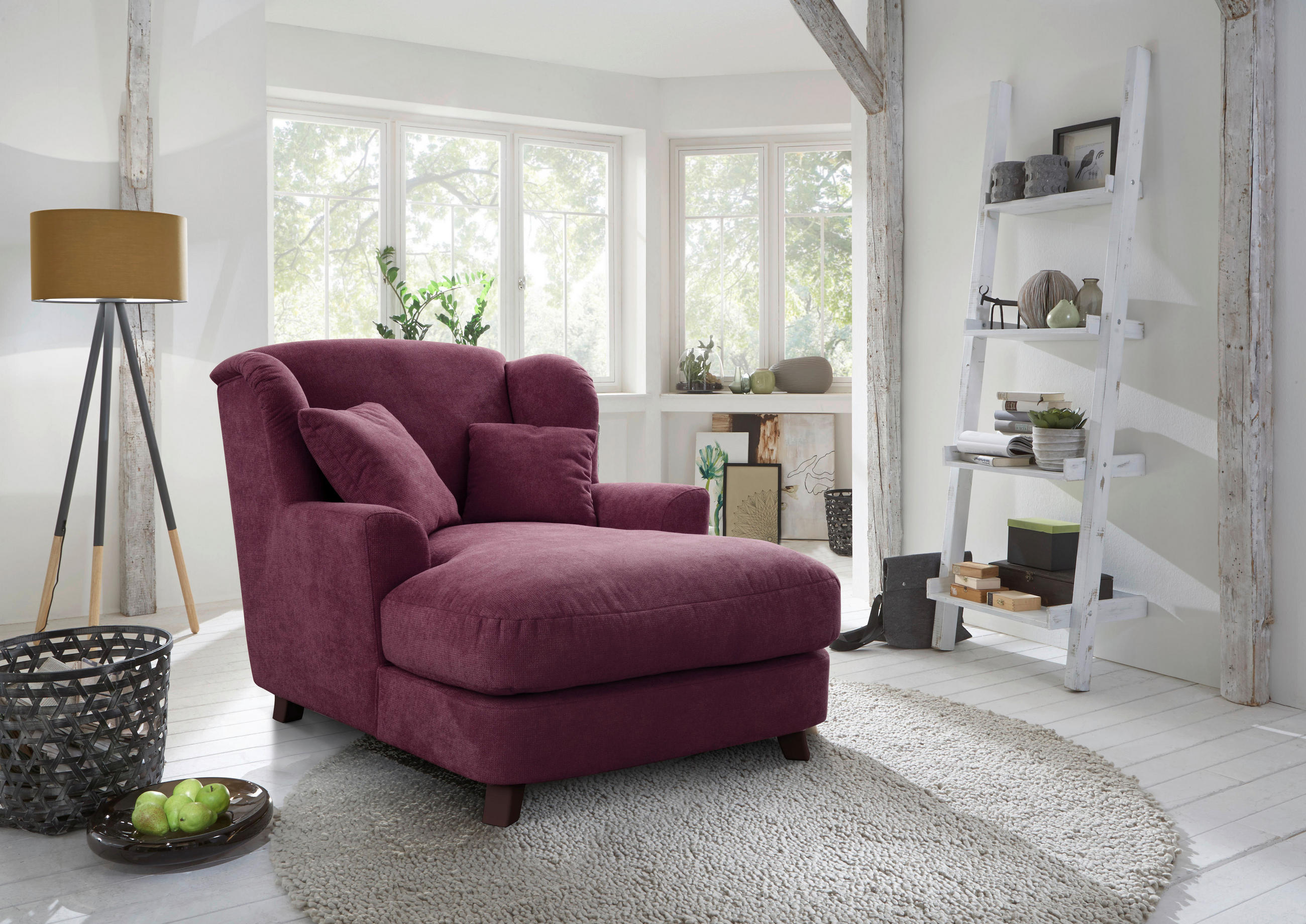 XXL-SESSEL - Dunkelbraun/Dunkelrot, MODERN, Holzwerkstoff/Textil (109/104/145cm) - Sit & More