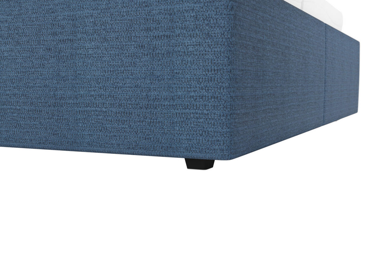 KÁRPITOZOTT ÁGY 180/200 cm  sötétkék  - sötétkék/natúr színű, Modern, műanyag/textil (180/200cm) - Cantus