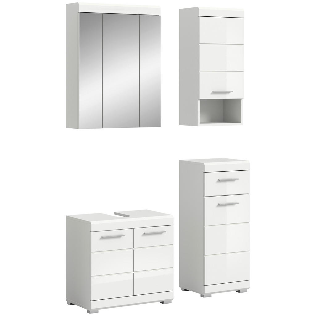 Thumbnail - Mid.you Badezimmer, Weiß Hochglanz, Kunststoff, 4-teilig, 9 Fächer, 1 Schubladen, 97 cm, FSC Mix, stehend, Badezimmer, B...