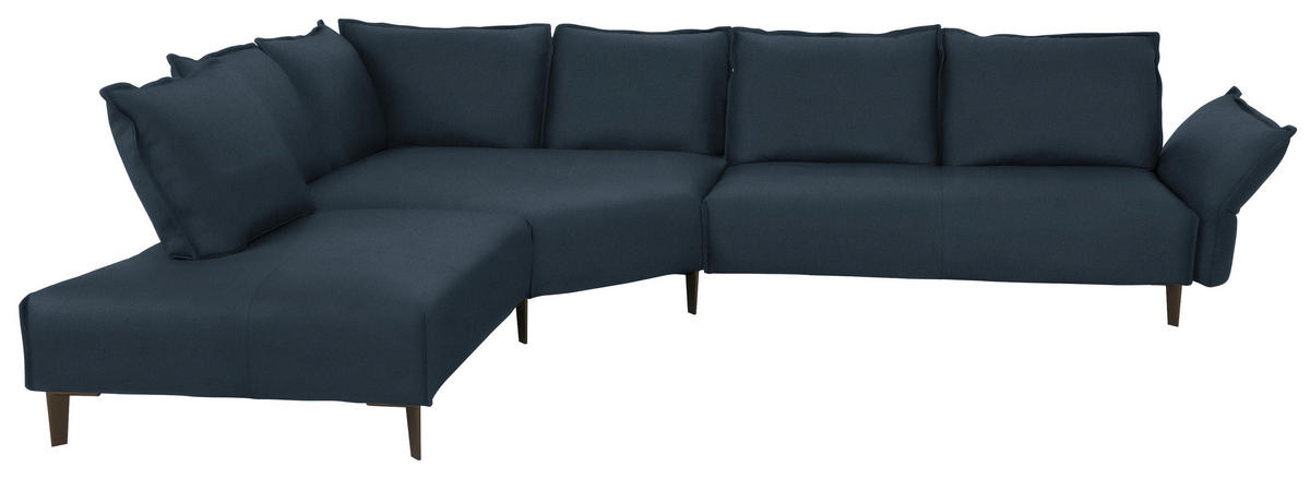 ECKSOFA Echtleder Dunkelblau  - Schwarz/Dunkelblau, Design, Leder/Metall (272/340cm) - W.Schillig
