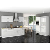 BLOC DE CUISINE 240-150 cm   in blanc, blanc haute brillance  - blanc haute brillance/couleur de chêne, Modern, métal/matériau de bois (240-150cm) - Held