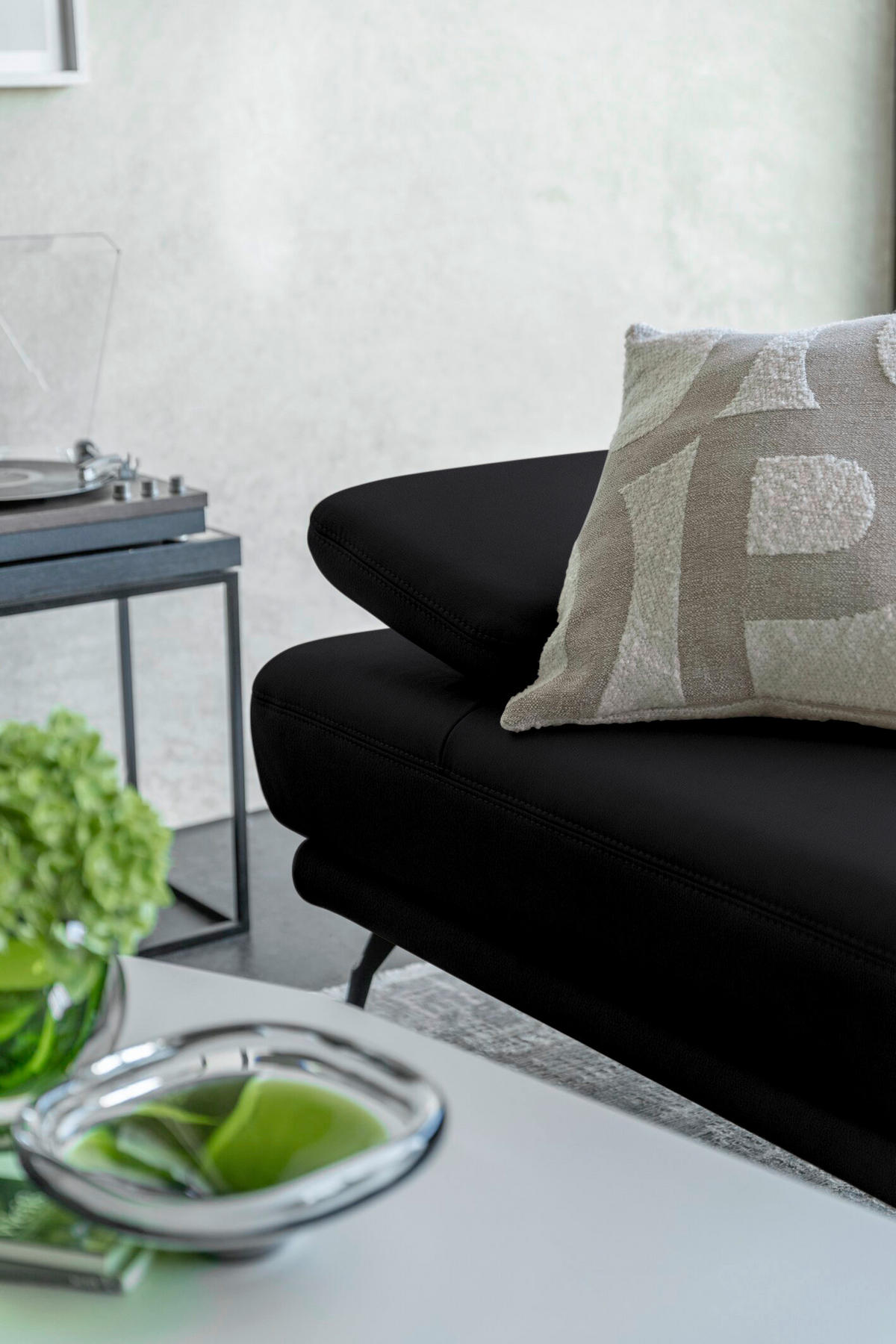 ECKSOFA Echtleder Schwarz  - Schwarz, Konventionell, Leder/Metall (180/301cm) - Joop!