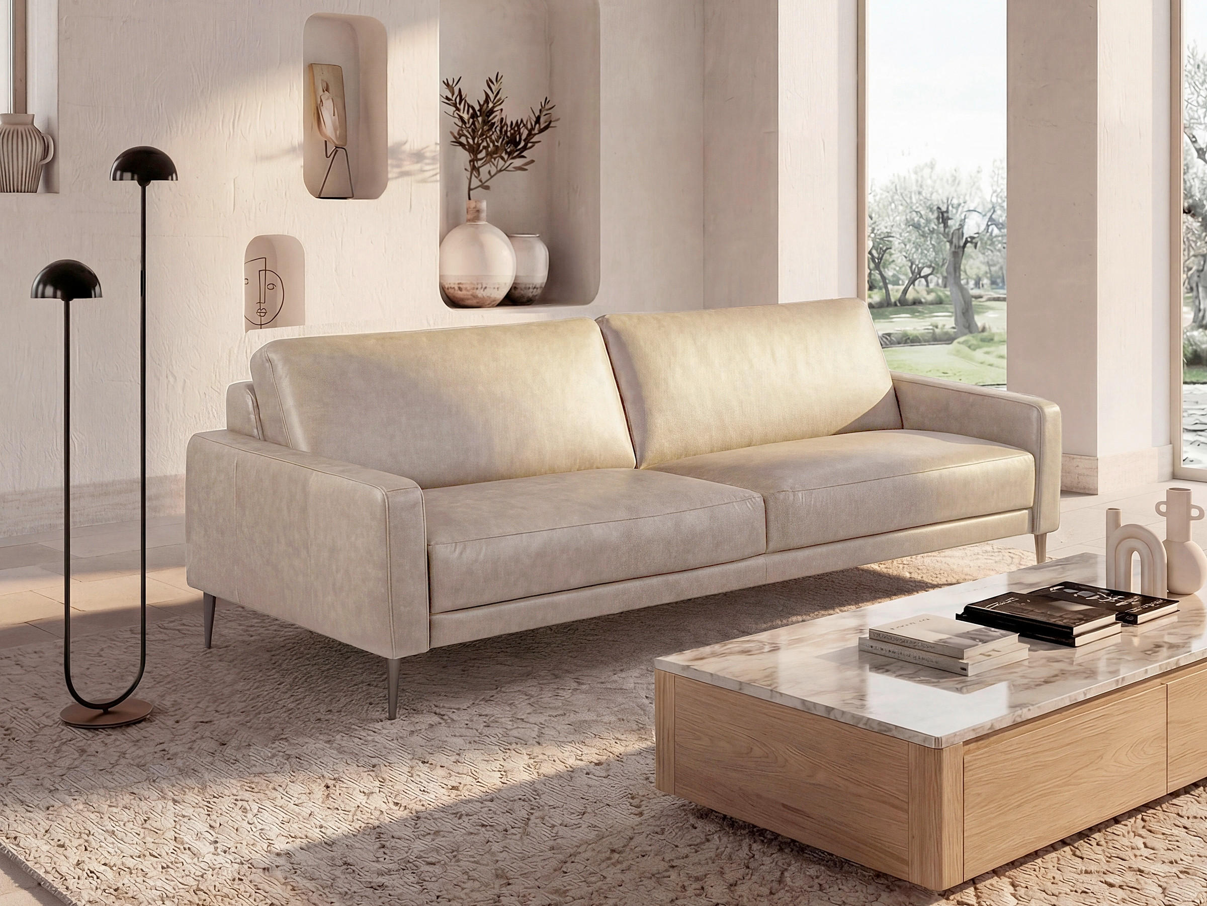 Livetastic 3,5-Sitzer Spring Creme 207x85x92 cm